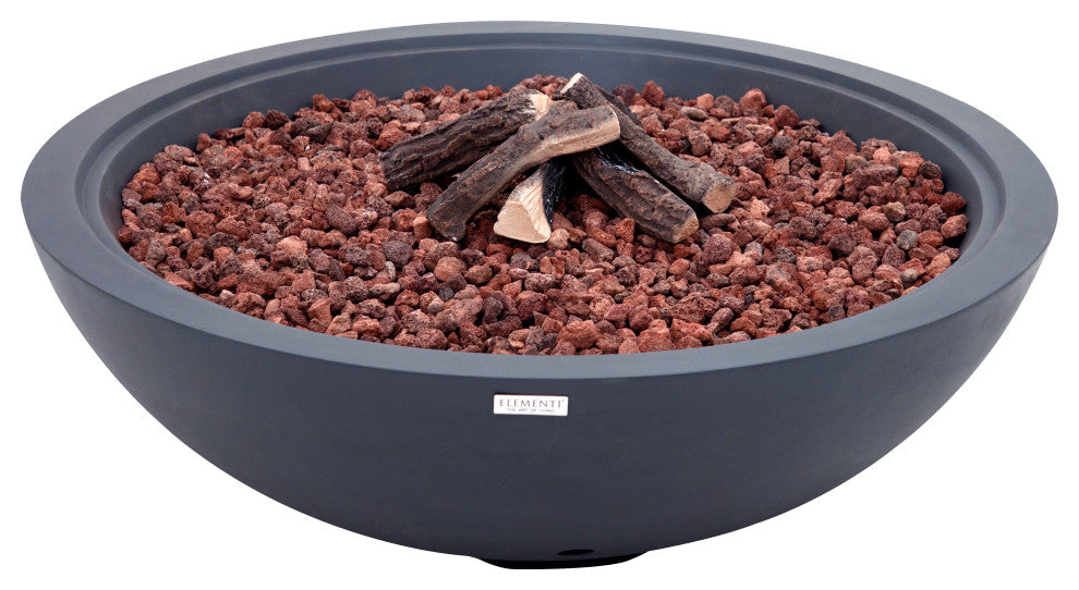 Rose Bowl Round Dark Grey Concrete 48" Propane Fire Bowl