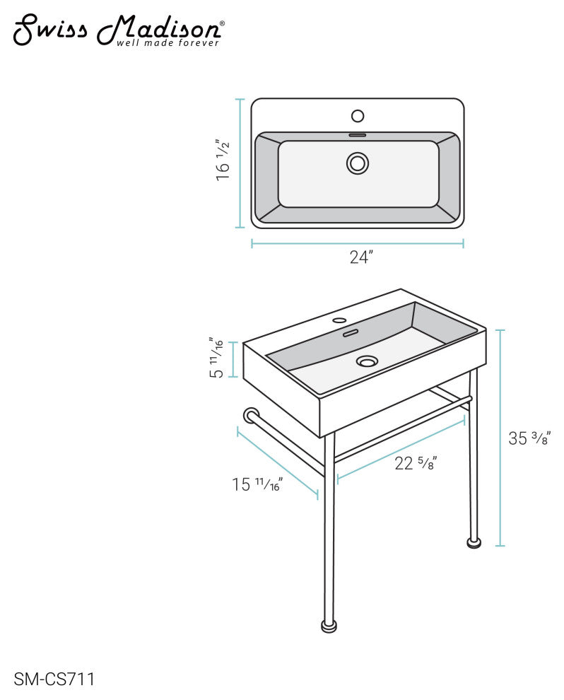 Claire 24 Ceramic Console Sink Bundle