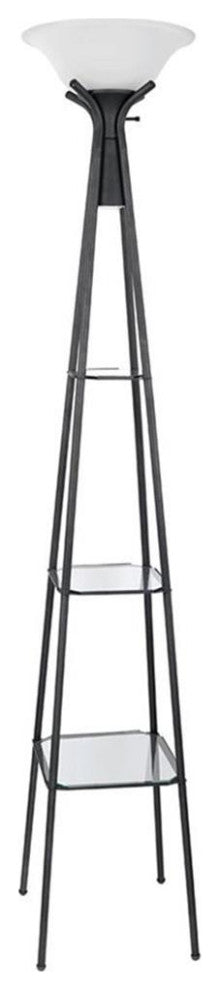 Coaster Modern Metal Torchiere with 3 Glass Shelf in Charcoal