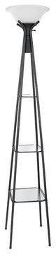 Coaster Modern Metal Torchiere with 3 Glass Shelf in Charcoal