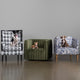 Navy Blue and White Upholstered Accent Chair