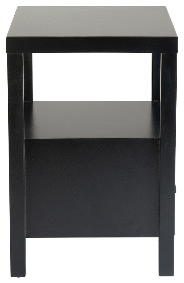 East at Main Westwood Brown Acacia Wood Square Accent Table, Black