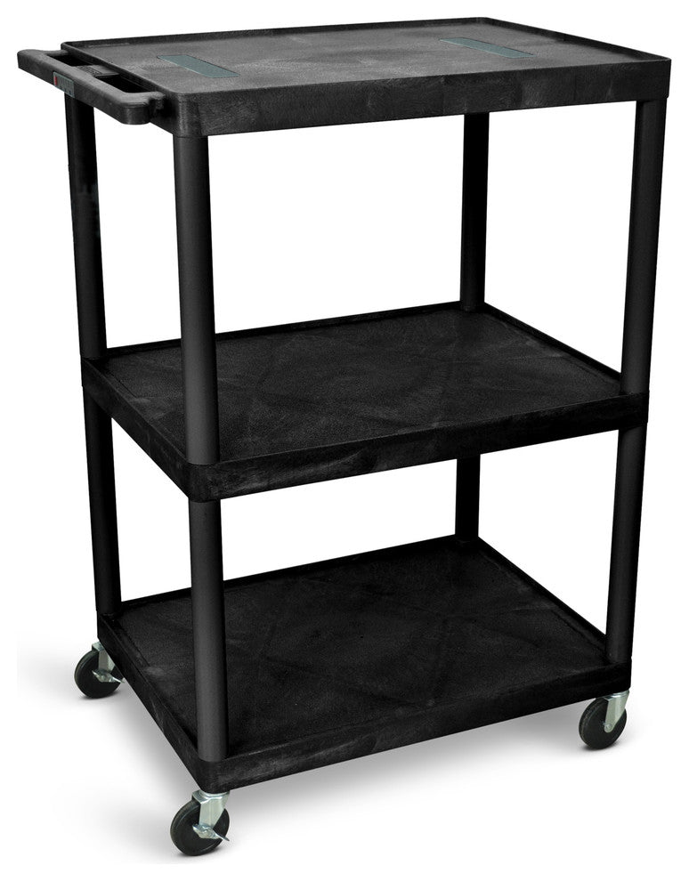 Luxor Black Endura 3-Shelf Cart, 48"