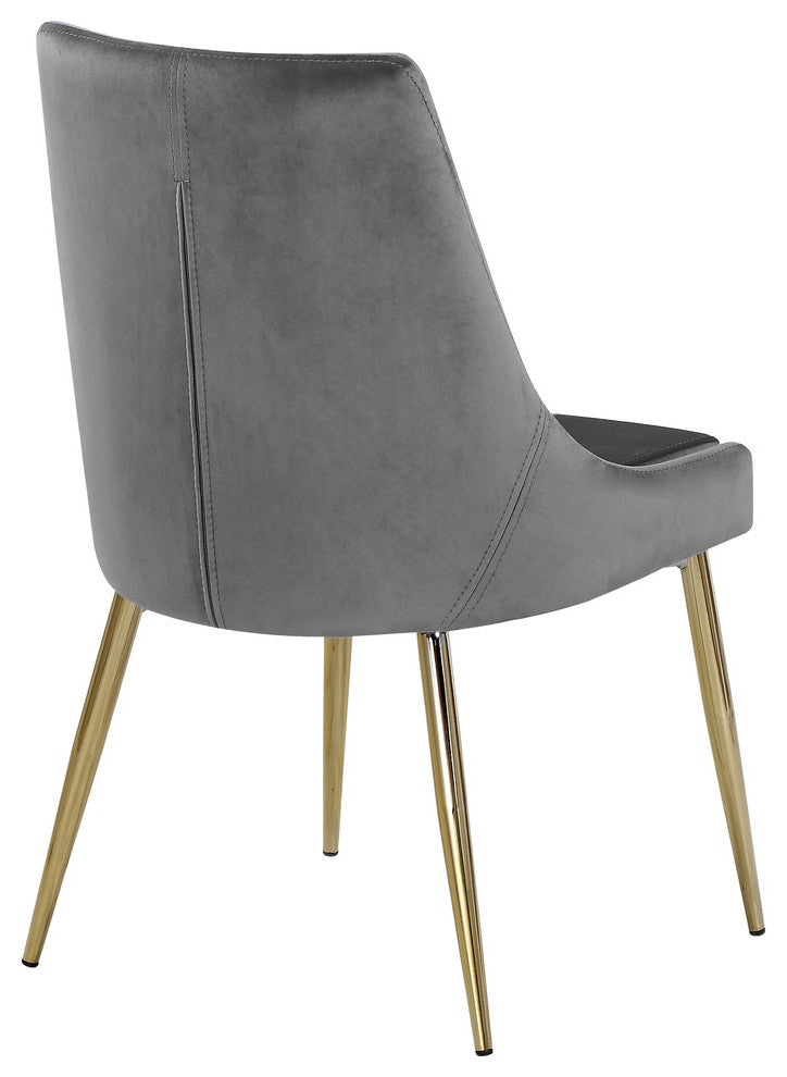 Karina Velvet Dining Chairs, Set of 2, Gray, Gold Base