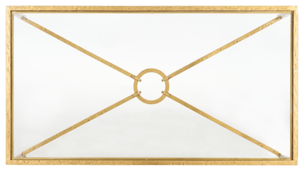 Safavieh Couture Tauri Metal Coffee Table, Brass/Clear
