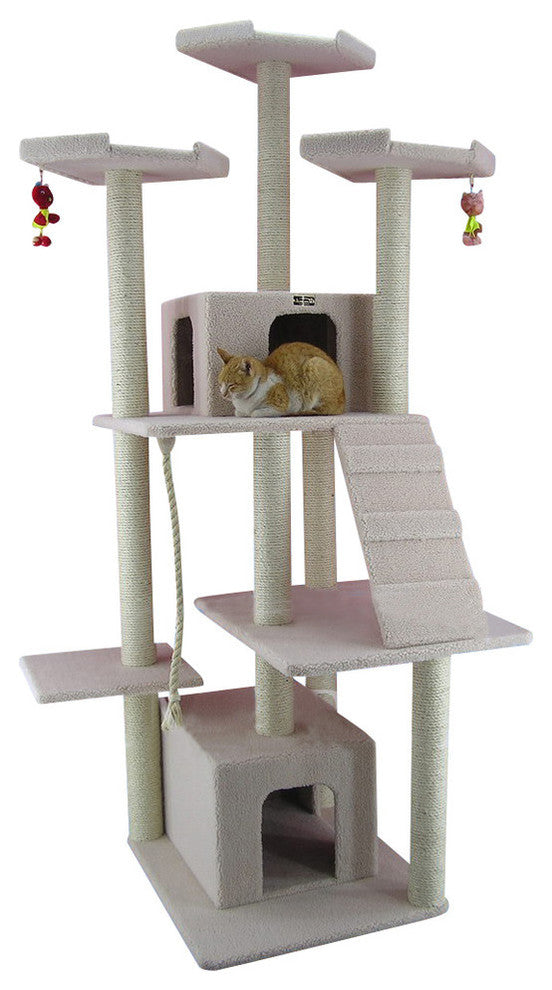 Classic Real Wood Cat Tree In Ivory, Jackson Galaxy Approved, Two Condos