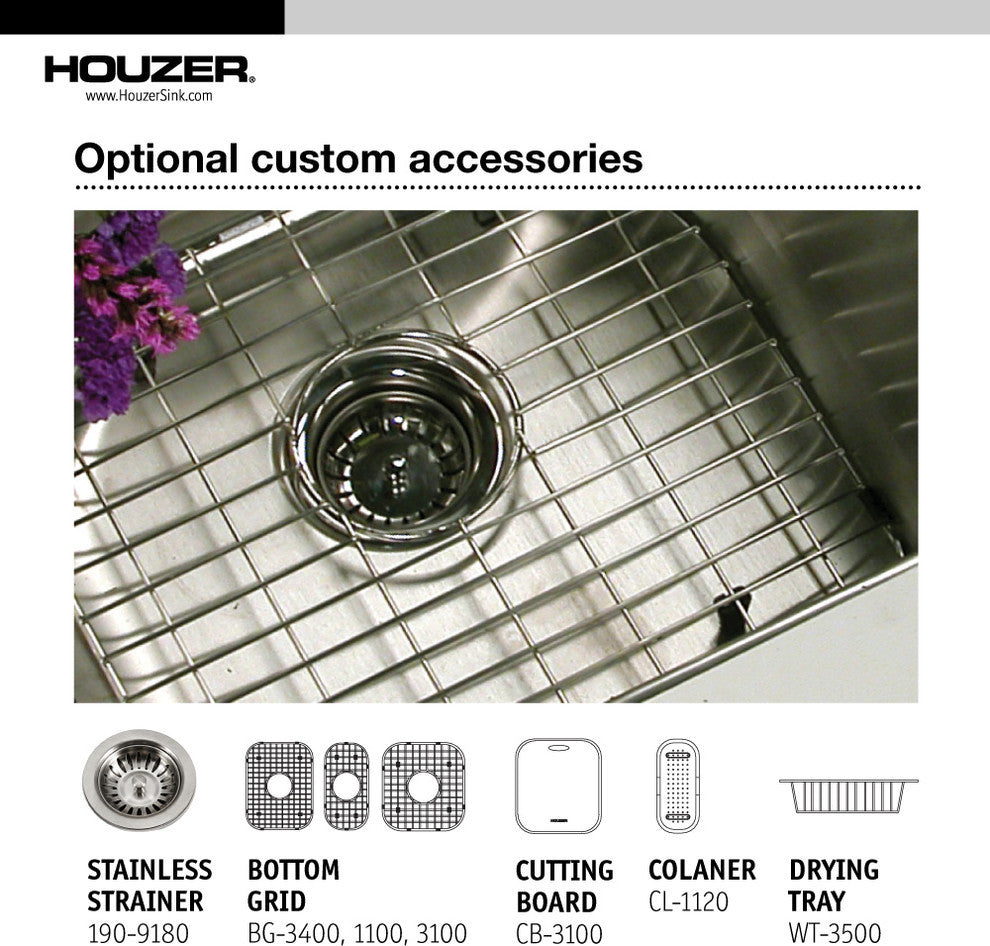 Houzer MGT-4120-1 Medallion Gourmet Series Stainless Steel Triple Bowl Sink