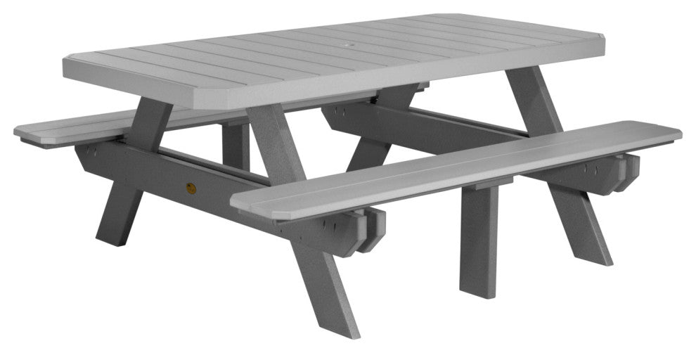 Poly 6' Rectangle Picnic Table, Dove Gray & Slate