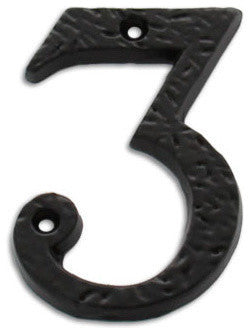 3" Iron Aged Black Finish Numeral, 3