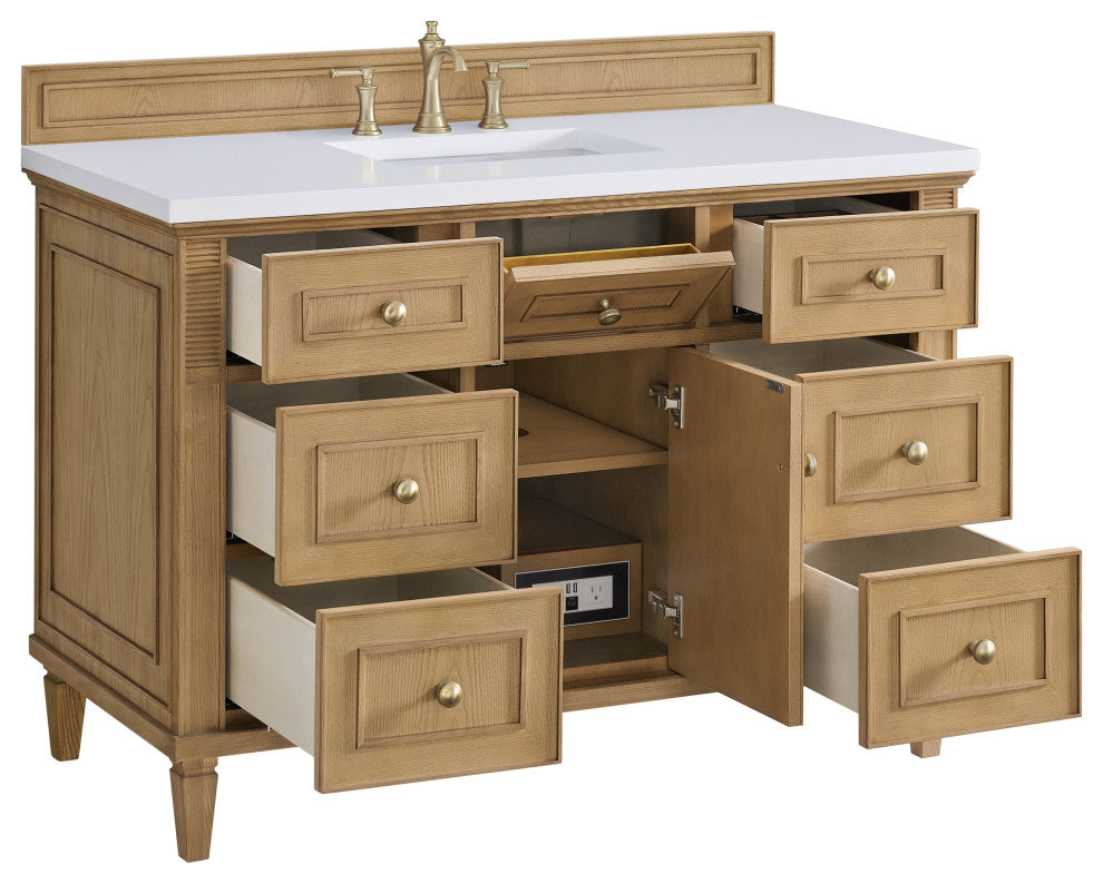 Lorelai 48" Single Vanity, Light Natural Oak, 3 CM White Zeus Top