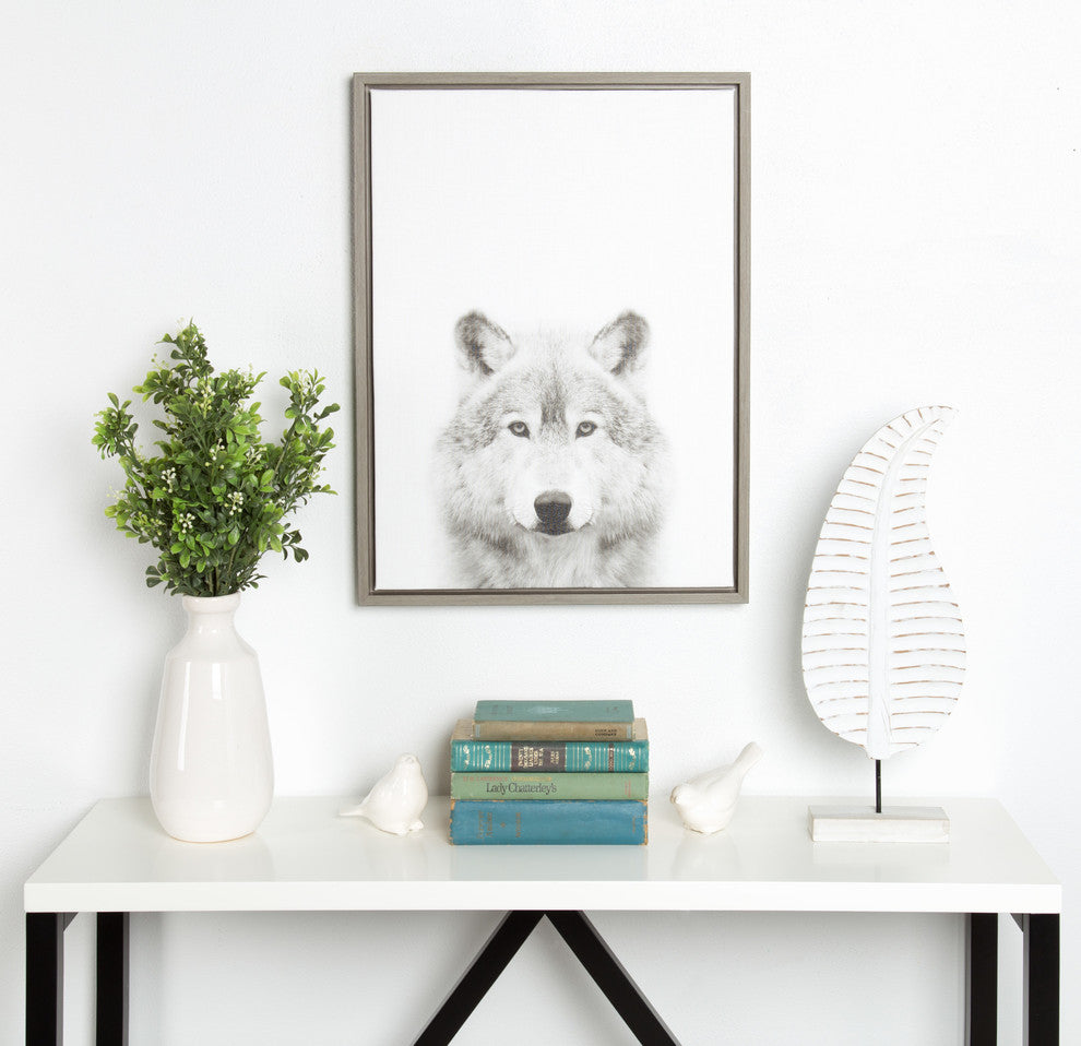 Sylvie Wolf Framed Canvas Wall Art by Simon Te Tai, Gray, 18x24