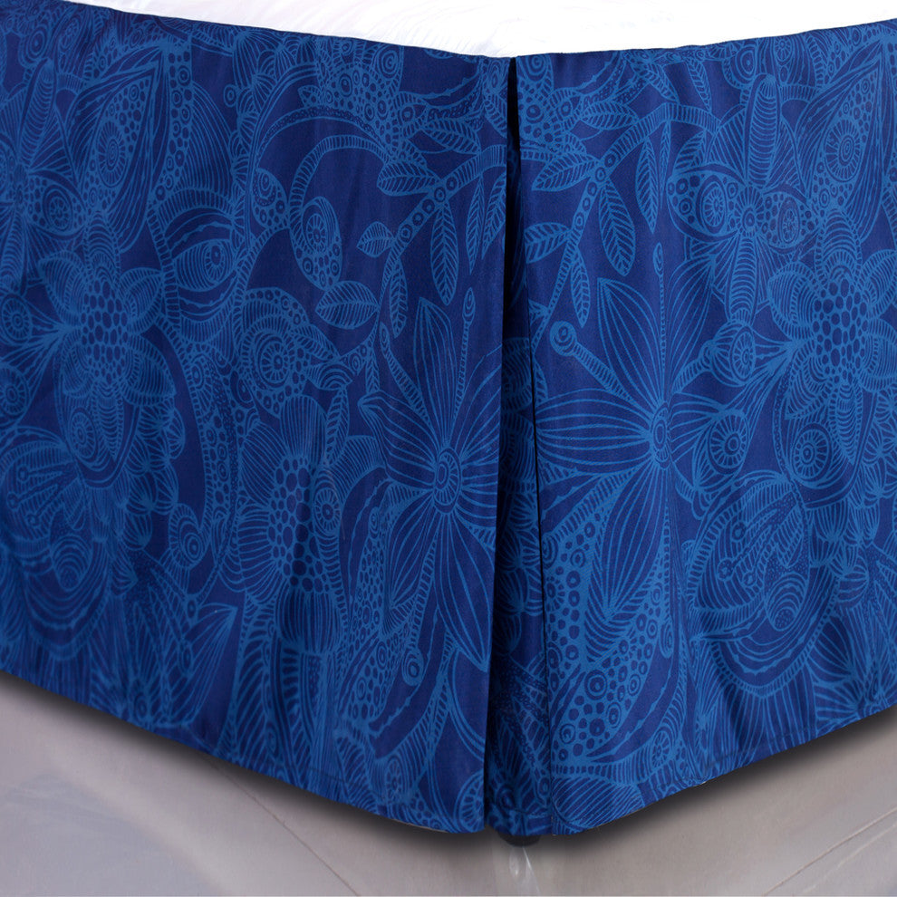 Valentina Flowers/Doodles Microfiber Bed Skirt, Cal King