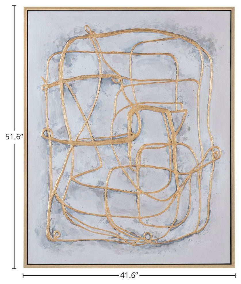 Gilded Lines Canvas Wall Art With Gold Frame