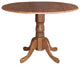 42" Round Dual Drop Leaf Pedestal Table, Distressed Oak