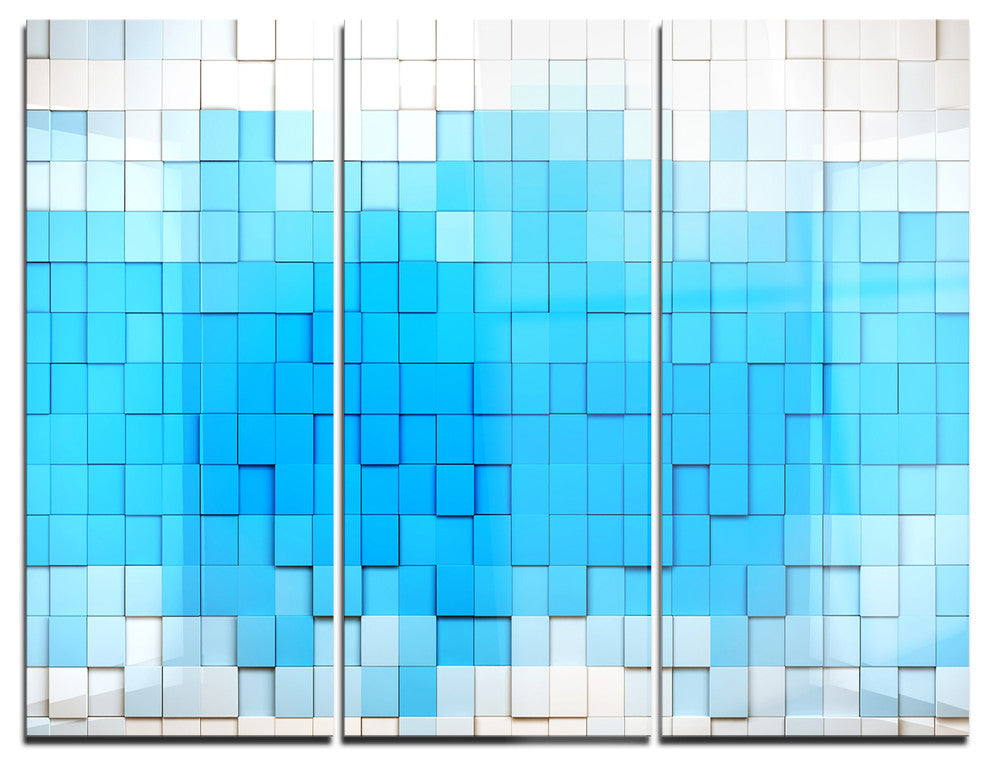 "3-D Blue Cubes" Metal Wall Art, 3 Panels, 36"x28"