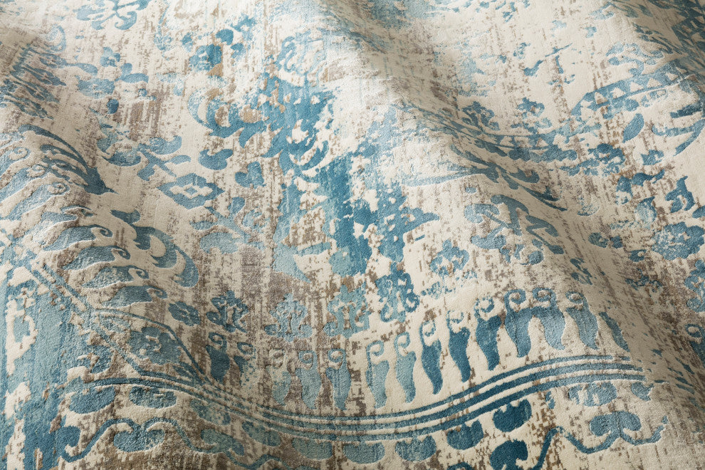 Ivory, Blue Kingston Area Rug by Loloi, 6'7"x9'2"