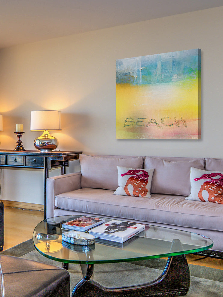 "Beach Writing" Painting Print on Wrapped Canvas, 32"x32"