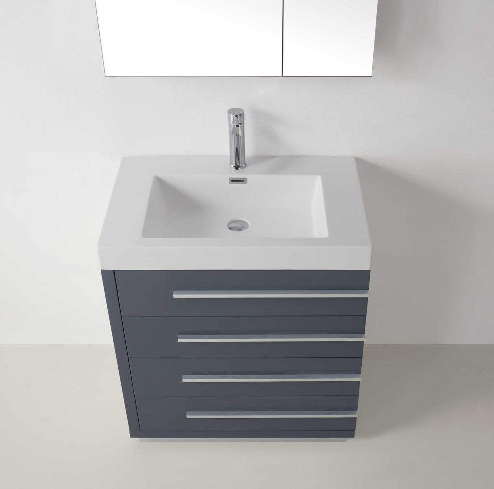 Virtu Bailey 30" Single Bathroom Vanity, Gloss White