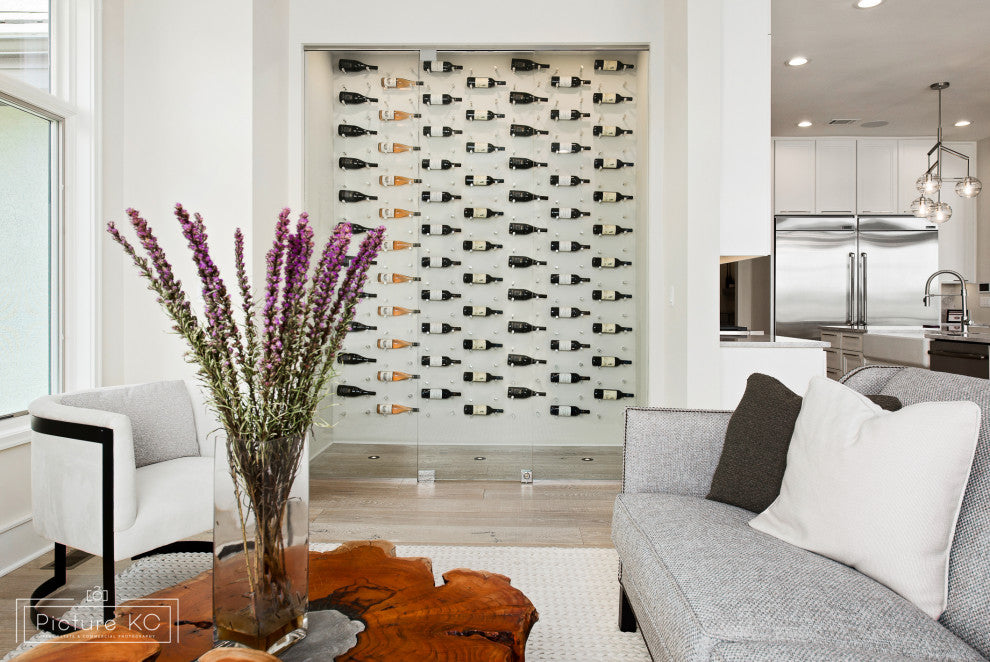 Vino Pins 1 Wall Mounted Wine Rack Peg, Clear Acrylic, Wood Mounting