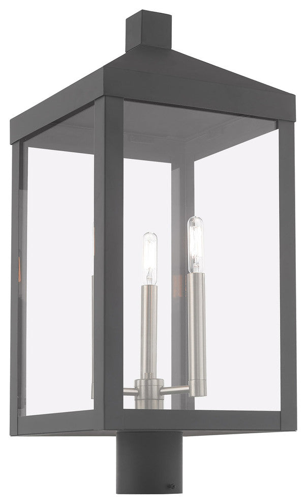 Livex Lighting Scandinavian Gray 3-Light Outdoor Post Top Lantern