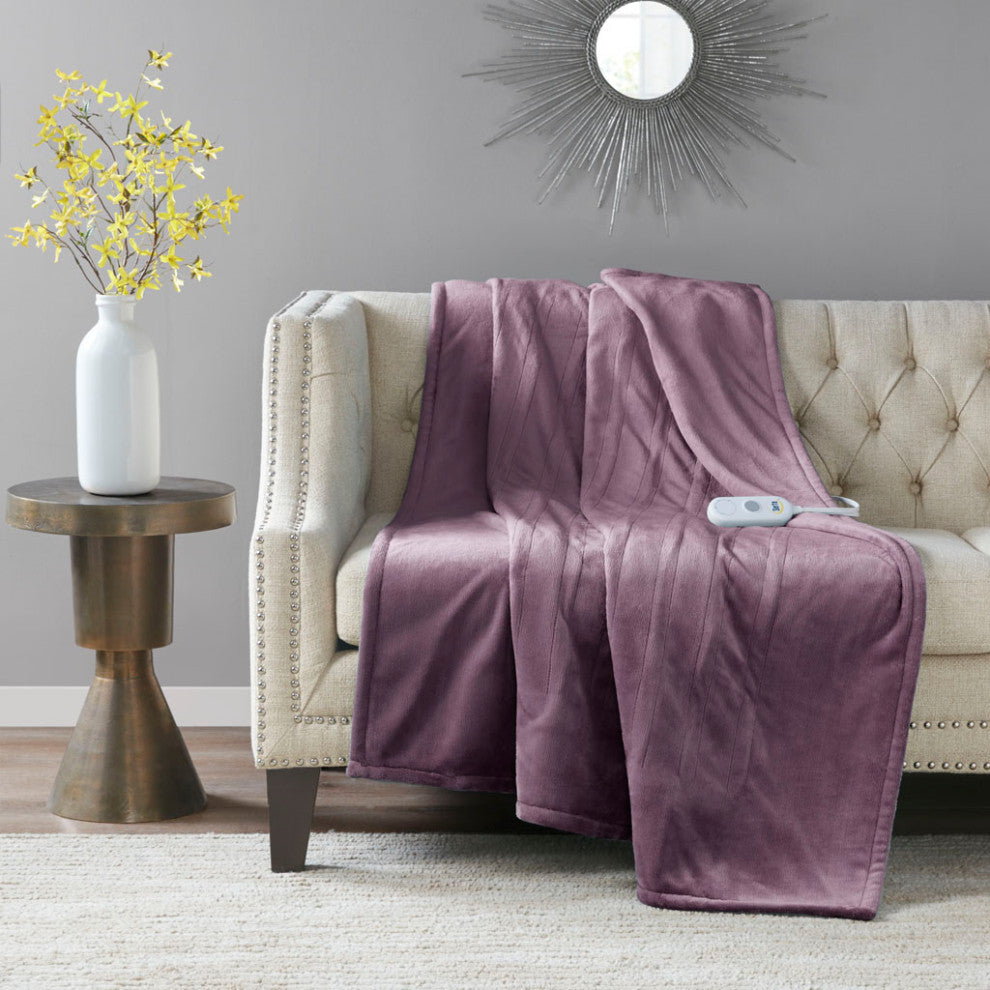 Serta Plush Heated Throw, Purple