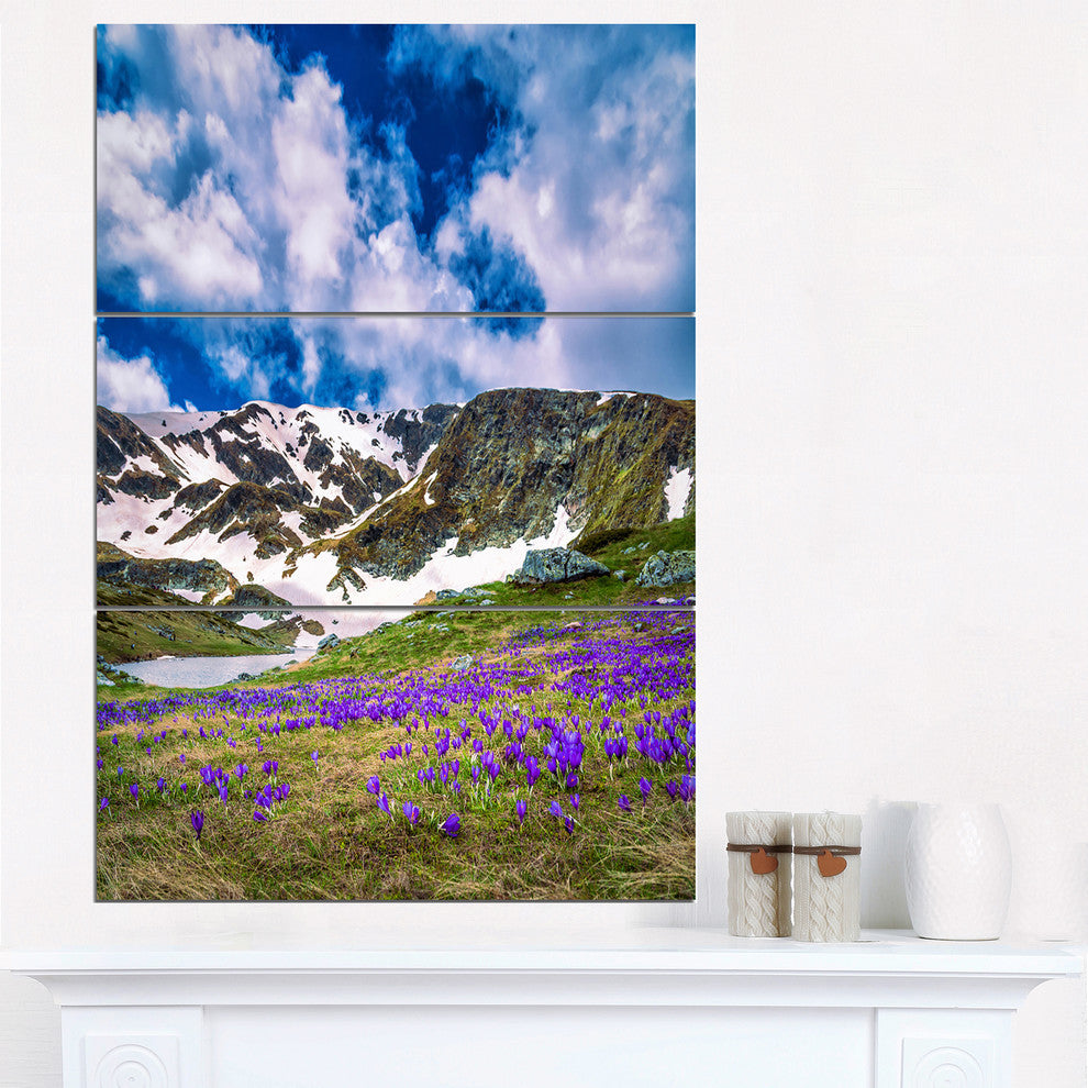 "Spring Blooming Crocus Flowers" Metal Wall Art, 3 Panels, 28"x36"