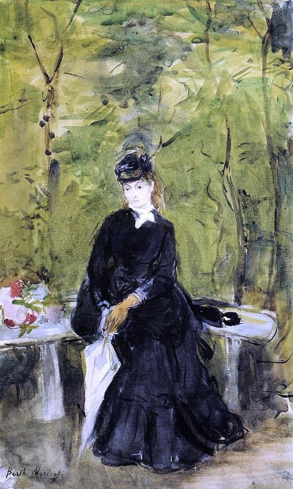 Berthe Morisot Young Lady Seated on a Bench - 18" x 27" Premium Canvas Print