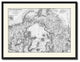 North Pole Stieler Vintage B&W Map Canvas Print, 28"x37"