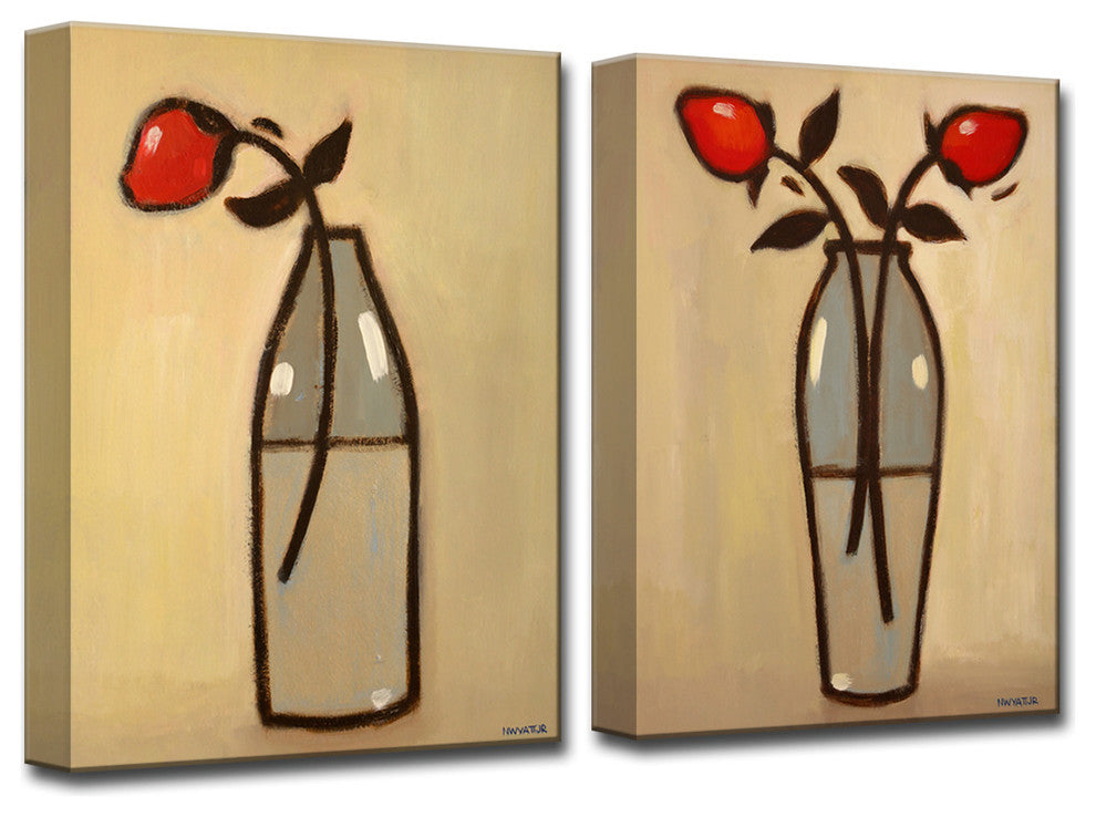 Ready2Hang 2 Piece Canvas Set 'Minimalist Rose I/II' by Norman Wyatt, 16"x24"