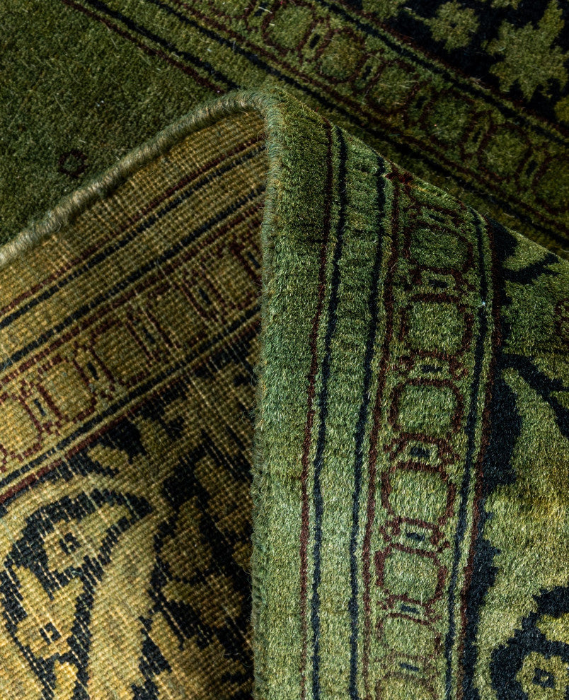 Overdyed One-of-a-Kind Hand-Knotted Area Rug Green, 2' 8" x 8' 8"