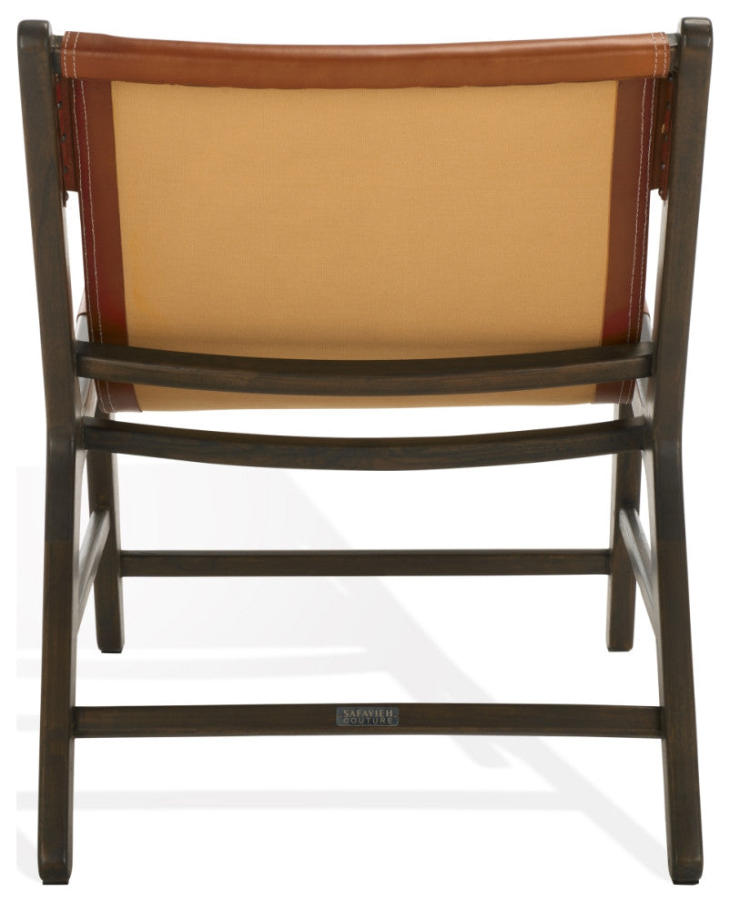 Safavieh Couture Alanarose Leather Accent Chair, Brown/Walnut