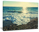 "Dramatic Blue Waves on Beach" Seashore Canvas Print, 20"x12"