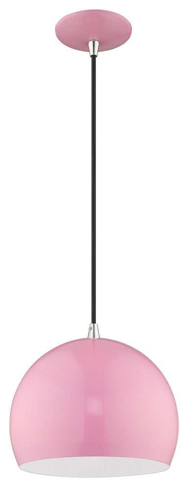 Livex Lighting Shiny Pink 1-Light Mini Pendant
