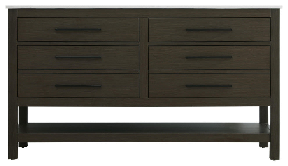 Home Living 60" Double Bathroom Vanity, Mocha Brown