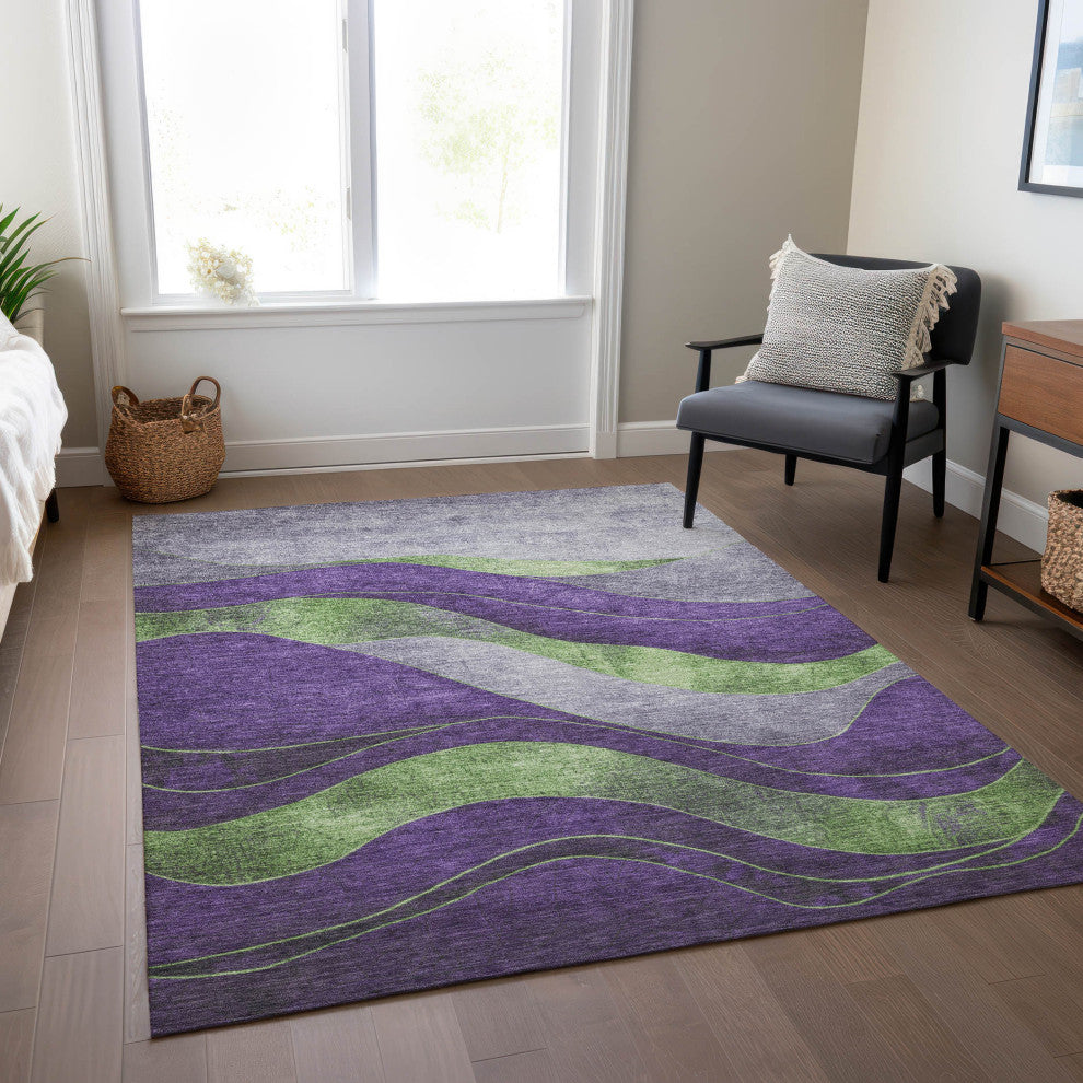 Machine Washable Indoor/Outdoor Chantille ACN1892 Purple 8' x 10' Rug