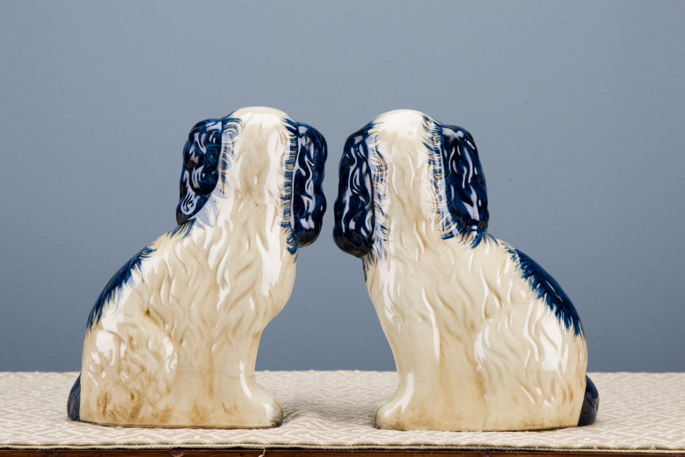 Staffordshire Reproduction Dogs, 9.5", Blue, 2-Piece Set