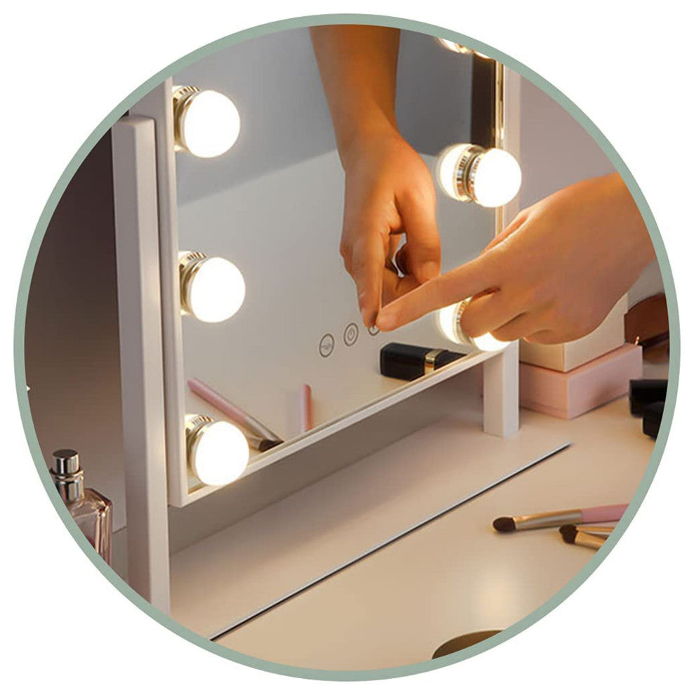 Hollywood Tri Tone XL LED Makeup Mirror with 360 Degree Swivel, White