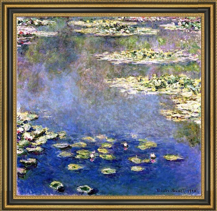 Claude Oscar Monet Water Lilies Framed Premium Canvas Print, 16"x16"