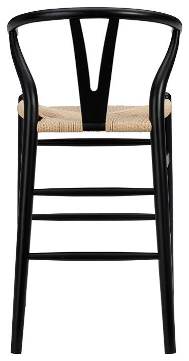 Evelina-C Counter Stool With Natural Seat, Black