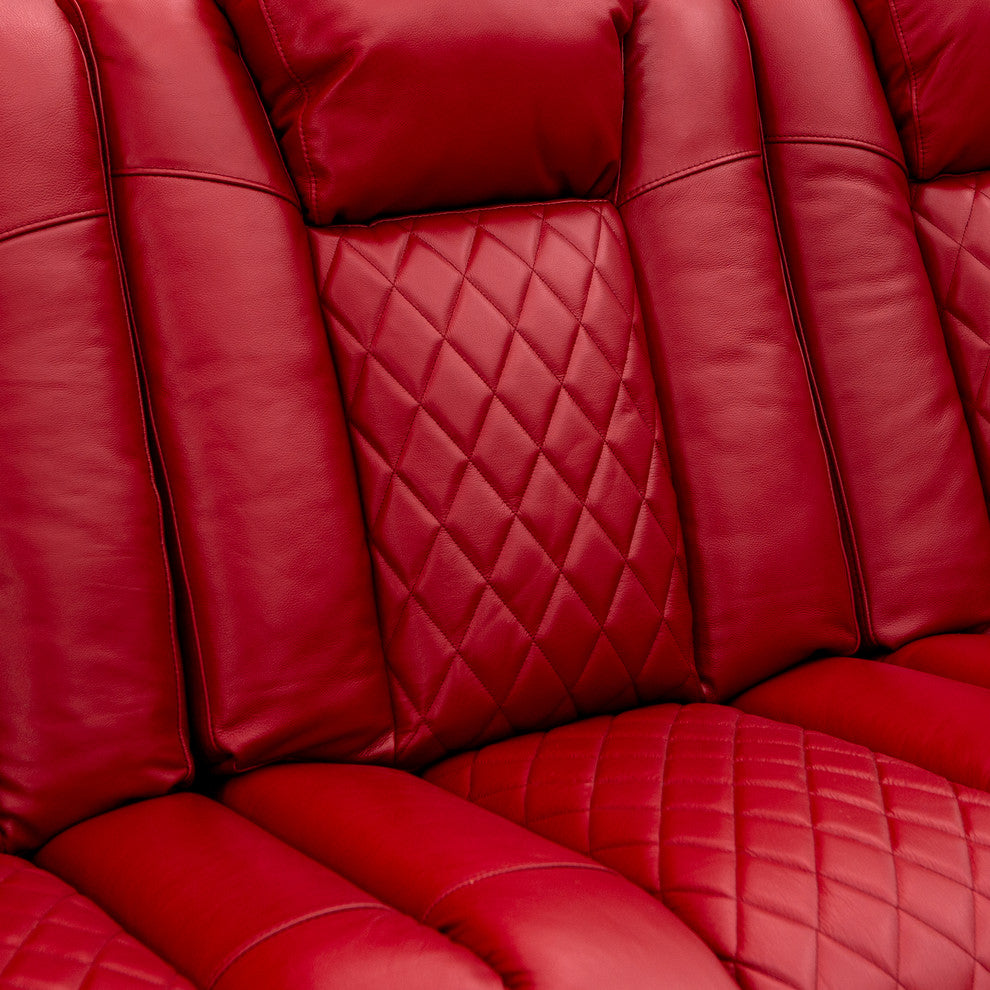 Seatcraft Anthem Home Theater Seating Leather Power Recline Sofa, Red