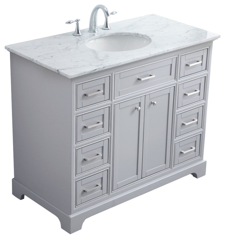 Amber Single Bathroom Vanity, Blue, Light Grey, 42"