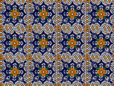 4-Piece Moris Talavera Mexican Tile, 6x6"