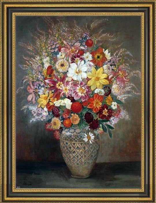 Henri Lebasque Bouquet of Flowers  Framed Premium Canvas Print, 18"x27"