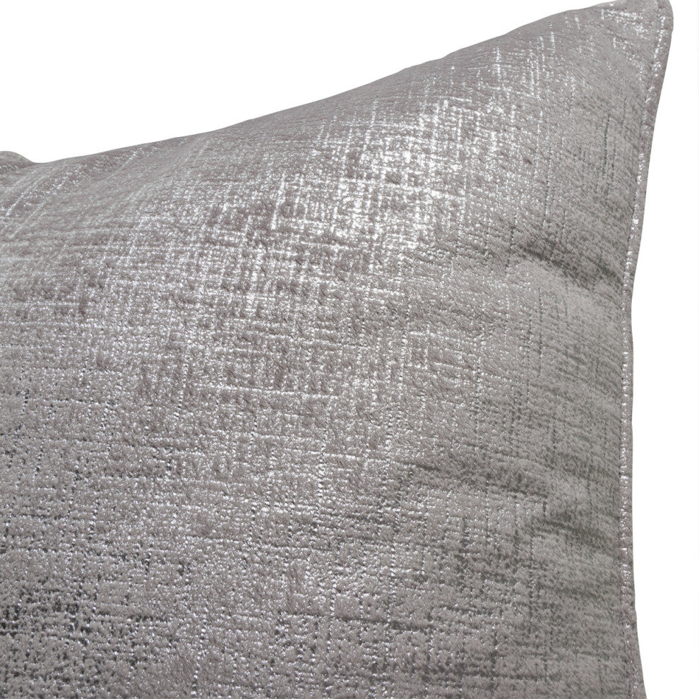 GLAMtastic Alderon 20" Velvet Accent Pillow, Set of 2, Pewter