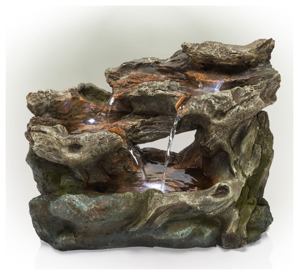 Alpine 3 Tier Rainforest Tabletop Fountain With LED Lights, 10"