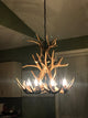 Whitetail Deer Cascade Antler Chandelier Light, Large, Parchment Shades