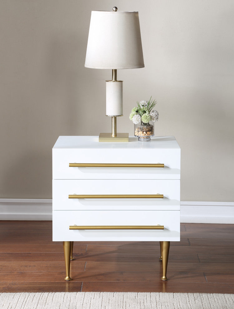 Marisol Night Stand, Rich White Finish