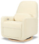Arc Electronic Recliner/Swivel Glider, Velvet Checker, USB Port, Ivory Velvet Checker With Light Wood Base