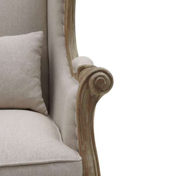 Guinevere Wingback Chair, Light Sand and Burlap