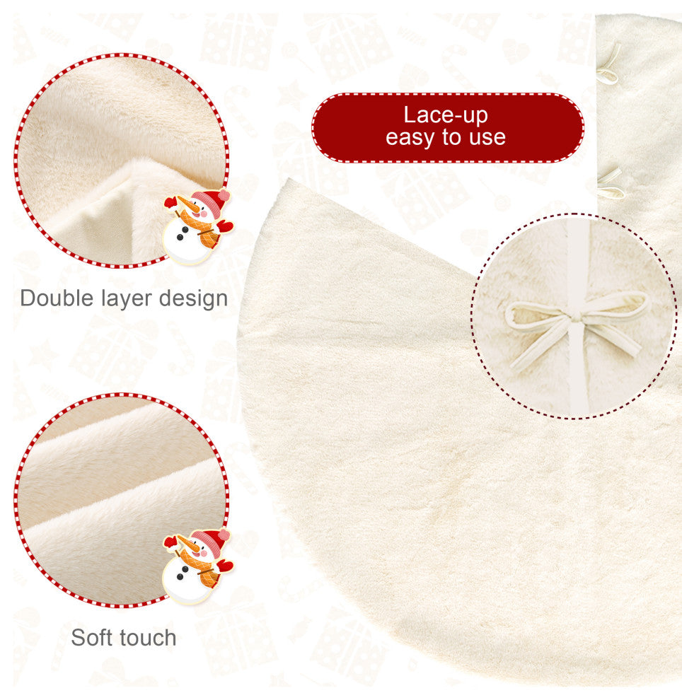 48"D Faux Rabbit Fur Christmas Tree Skirt